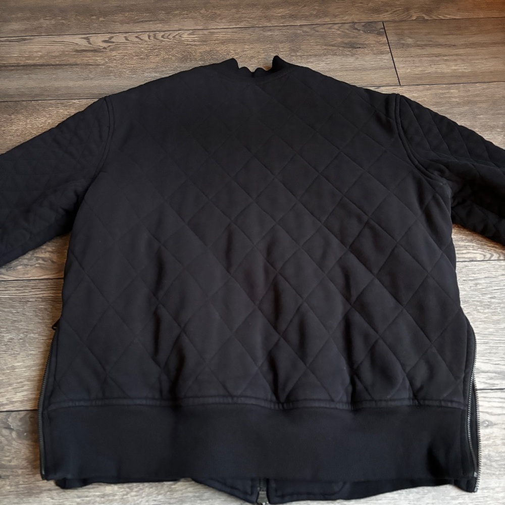 Athleta Retroplush Bomber Jacket Coat Black Pockets Zippers sz M style 464625 - Picture 16 of 16